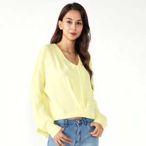 Top in chiffon con maniche lunghe da donna da ufficio